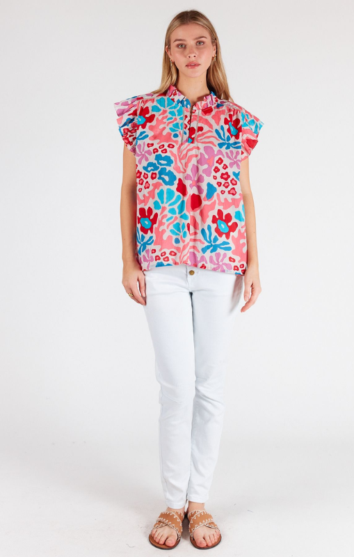 LULA LIFE - LILAH RUFFLE TOP MELON