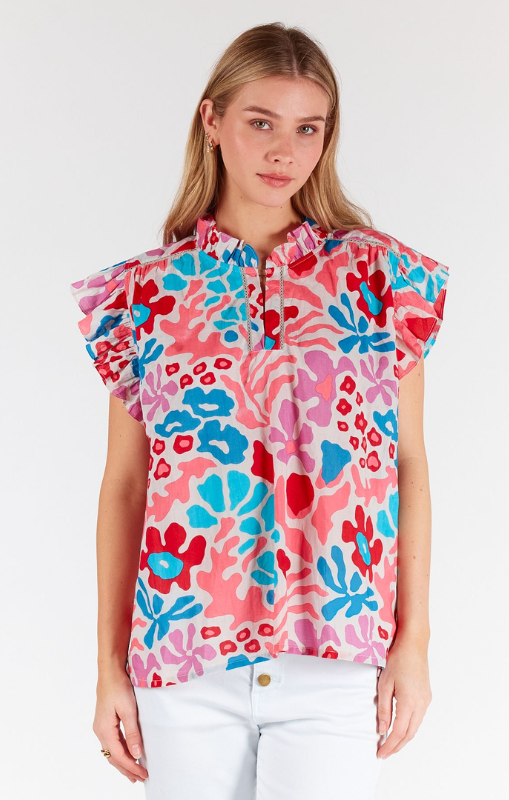 LULA LIFE - LILAH RUFFLE TOP MELON