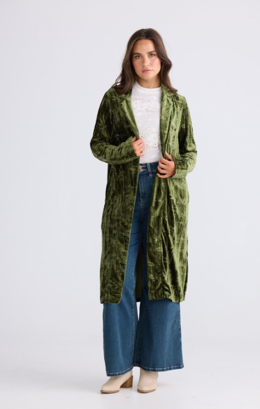 Talisman - Aries Velvet Duster - Olive - TA26175-1