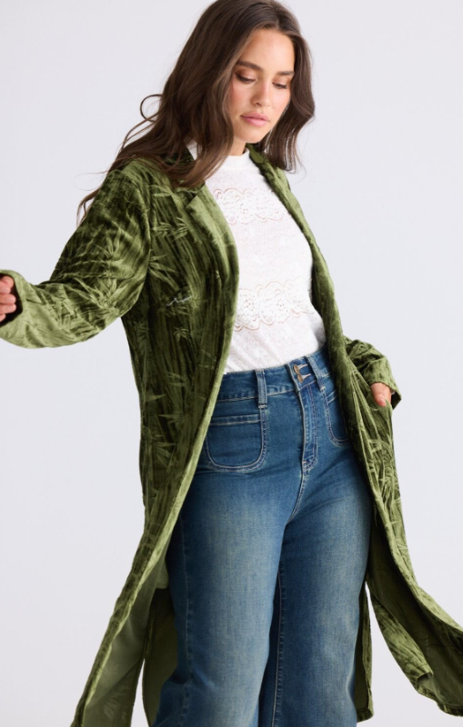 Talisman - Aries Velvet Duster - Olive - TA26175-1