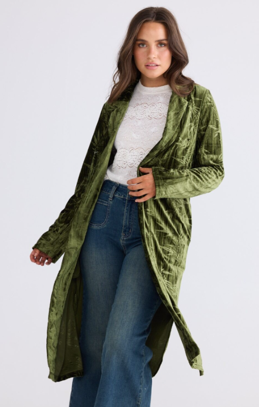Talisman - Aries Velvet Duster - Olive - TA26175-1