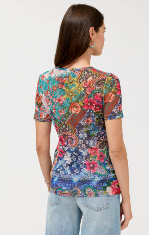 Johnny Was - SHORT SLEEVE SCOOP NECK MESH TEE - Evie