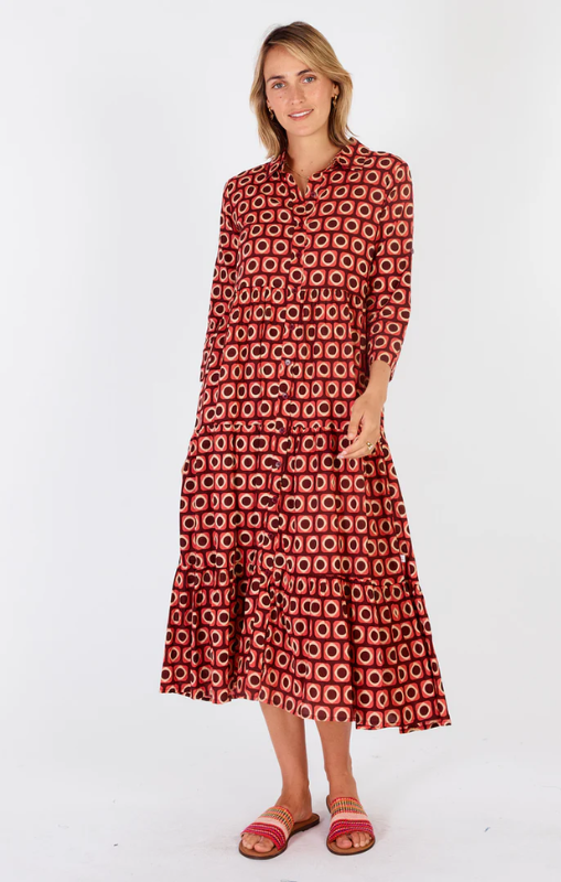 IBISA - Montreal Button Dress Cranberry