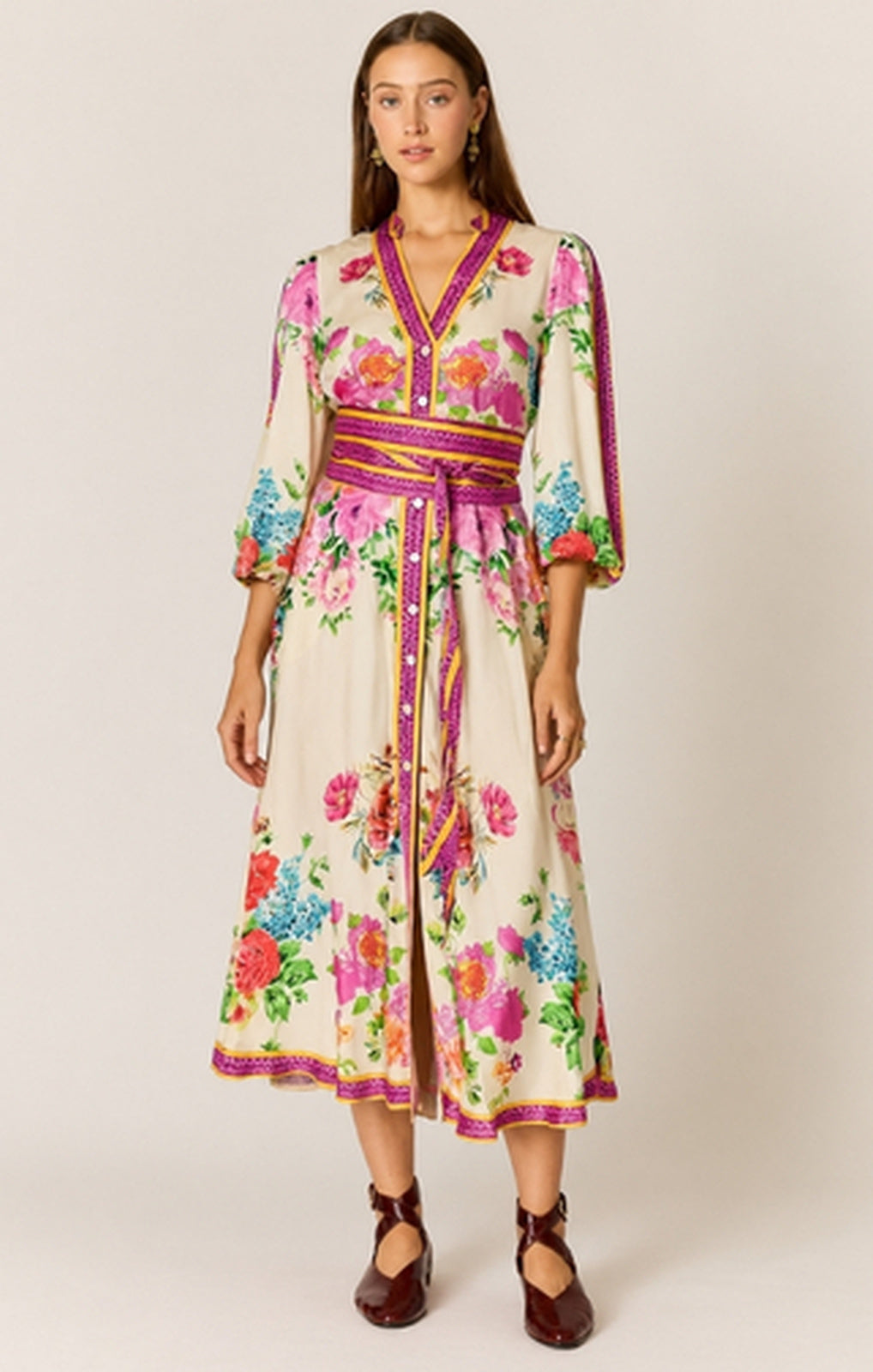 Ruby YaYa Liberte Maxi cream full-length front view – Princess Bazaar