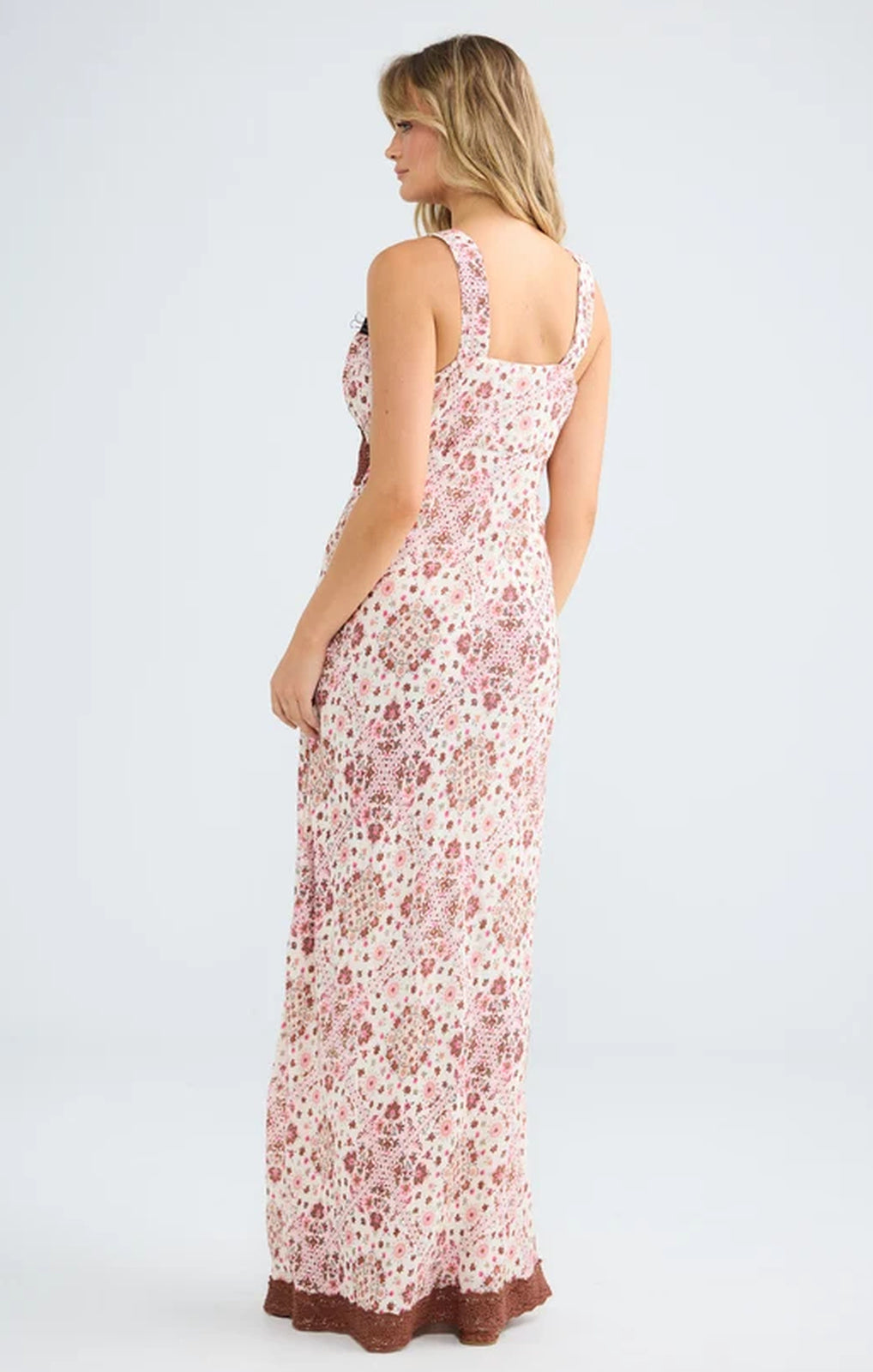 Talisman Luca Dress chai floral full-length front – Princess Bazaar