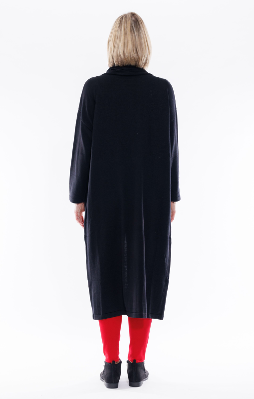 Cafe Latte - SPLIT FRONT KNIT TUNIC - Black - CLK079 - last one