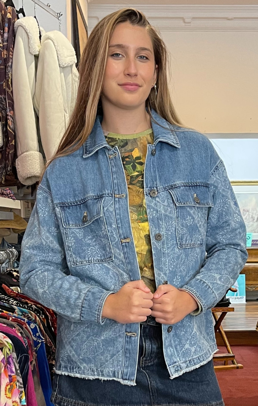 Tribal long sales jean jacket