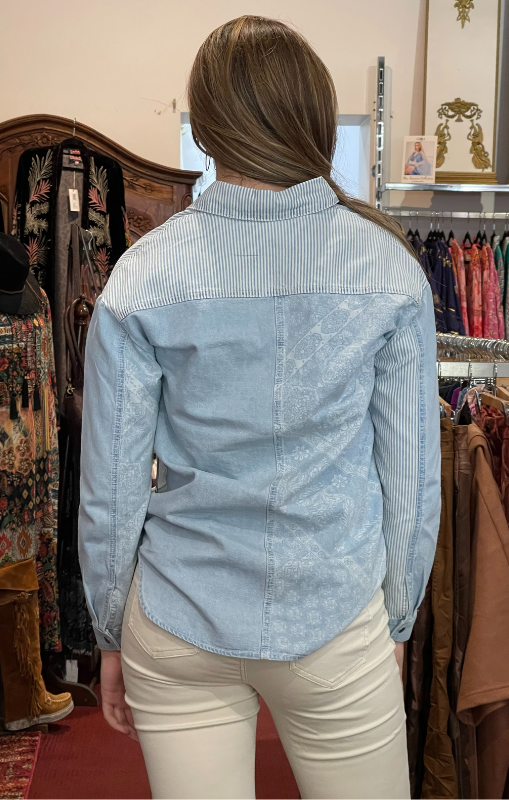 Tribal Denim Shirt 76280-4711 Multi Blue last one - Main Image