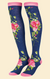 Powder - Floral Vines Long Socks - Navy - SOC605