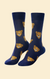Powder - Men's Charming Cheetah Socks - Navy - MSOC117