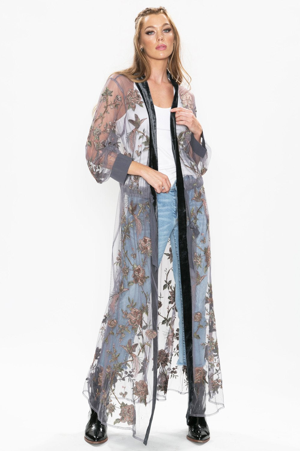 Aratta -  The Most Popular Kimono - Charcoal - Last One