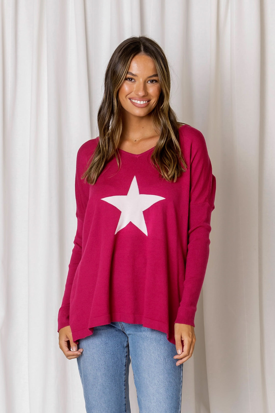 Love Lily - Ruby Star Knit- Fuschia - LAST ONE