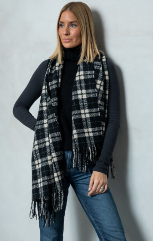 Holiday - Welsh Check Scarf - Black + White - CC2112